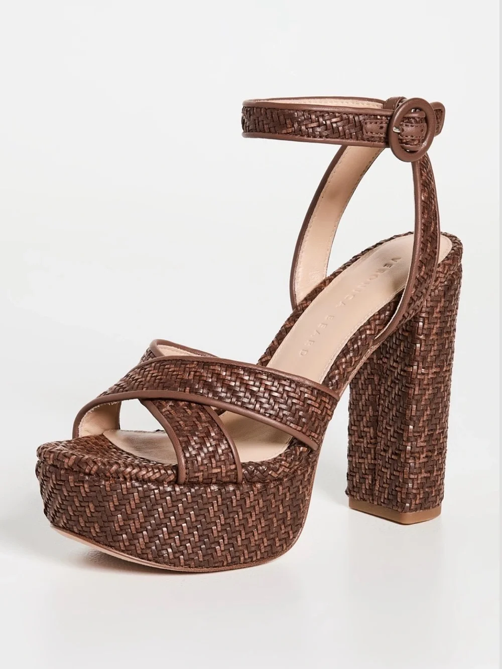 Veronica Beard Lalana Woven Platform Ankle-Strap Sandal
